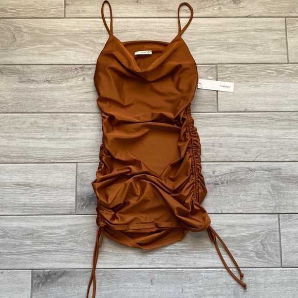 Timing Dresses Nwt Copper Cowlneck Mini Dress Poshmark